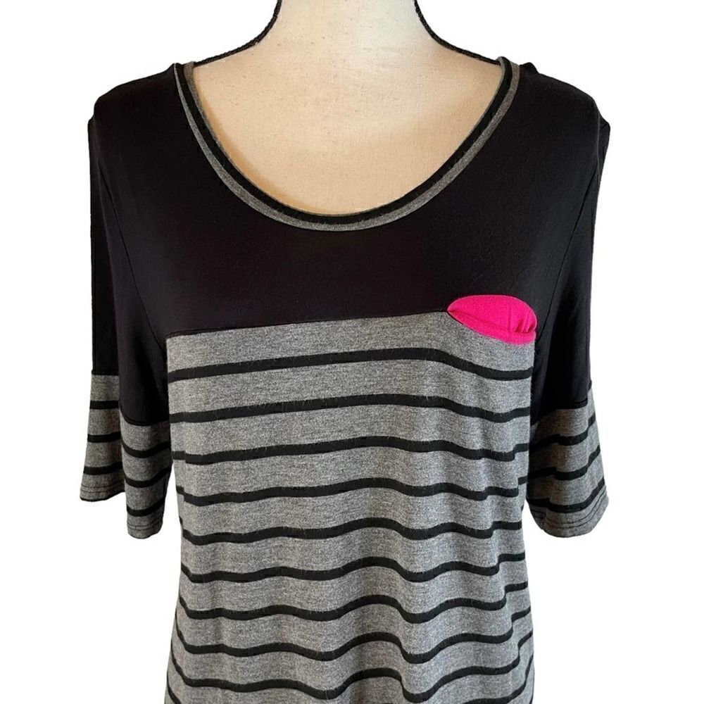 Valerie Bertinelli Striped Scoop Neck Short Sleeve Tee Medium - Picture 2 of 8